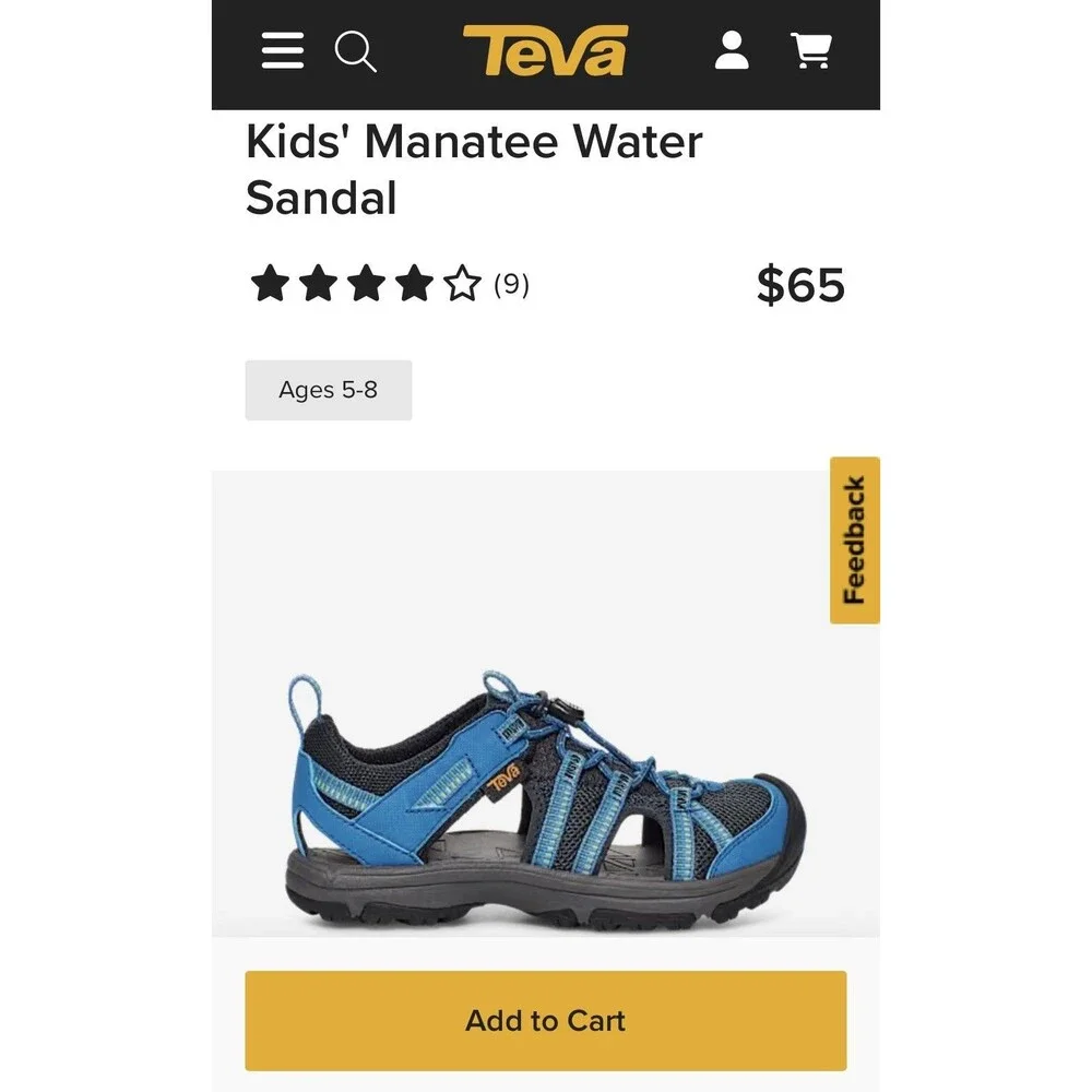 NEW TEVA Manatee Hiking Scandals / Water Shoes Size 1 Blue / Green - 1019403C